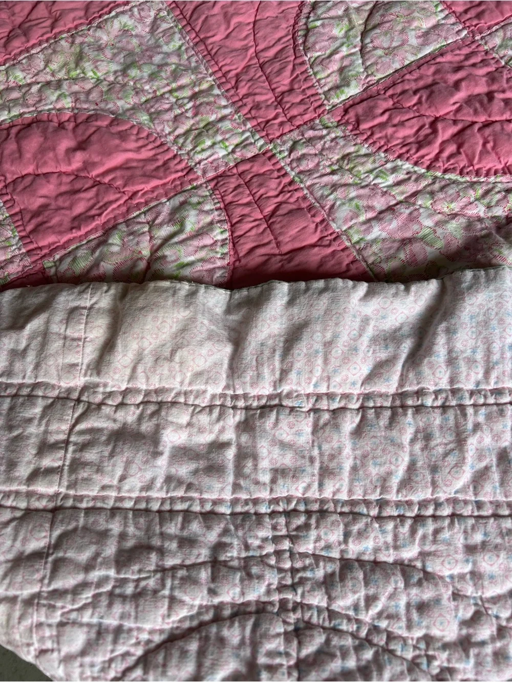 Pink Floral vintage handmade  Quilt - Home Bedding
